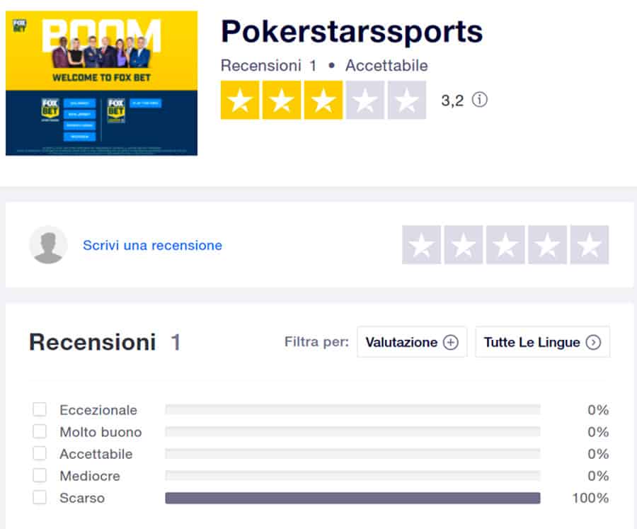 pokerstarssport esperienze Trustpilot