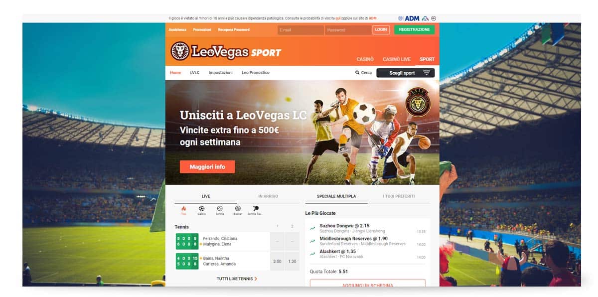 Leovegas home page