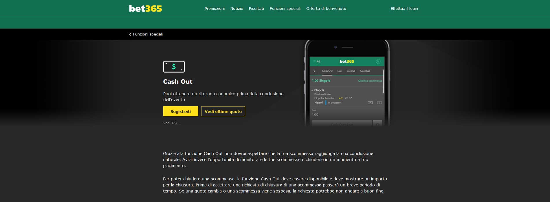 scommesse cash out bet365