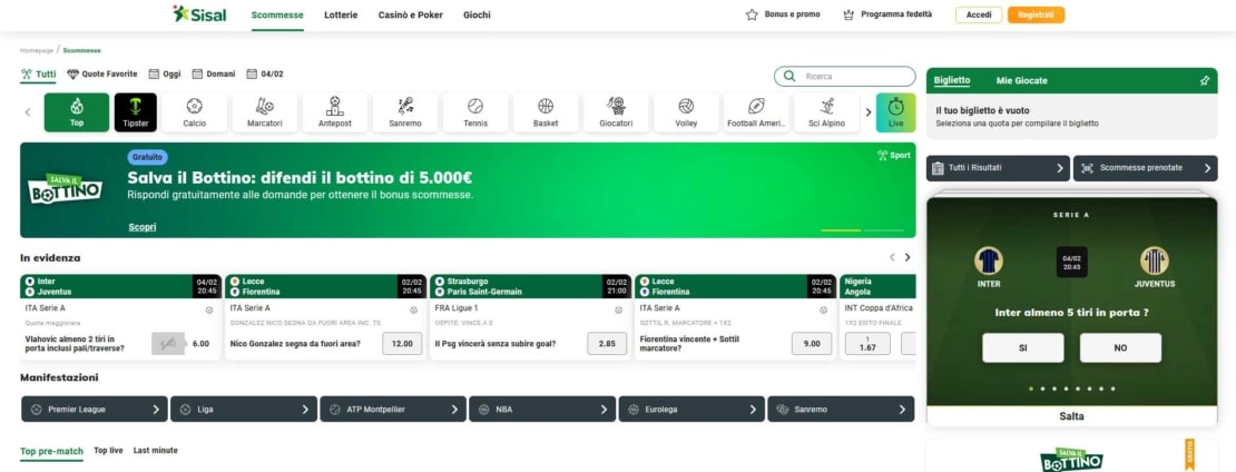 siti scommesse sisal website