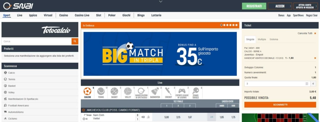 siti scommesse snai website