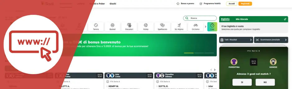 sisal layout sito e navigazione
