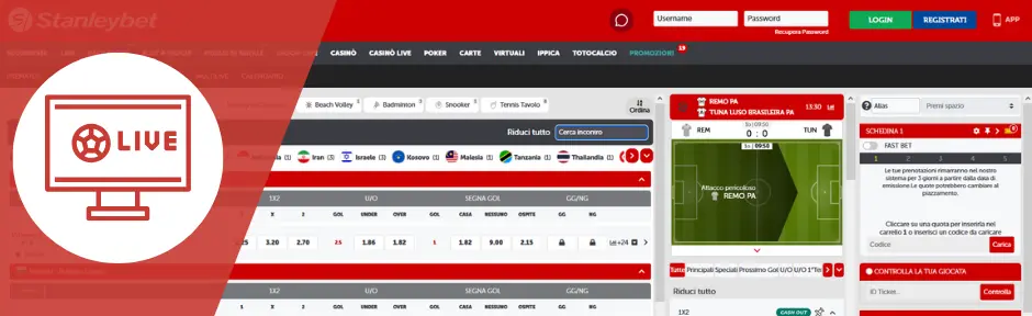 stanleybet live scommesse