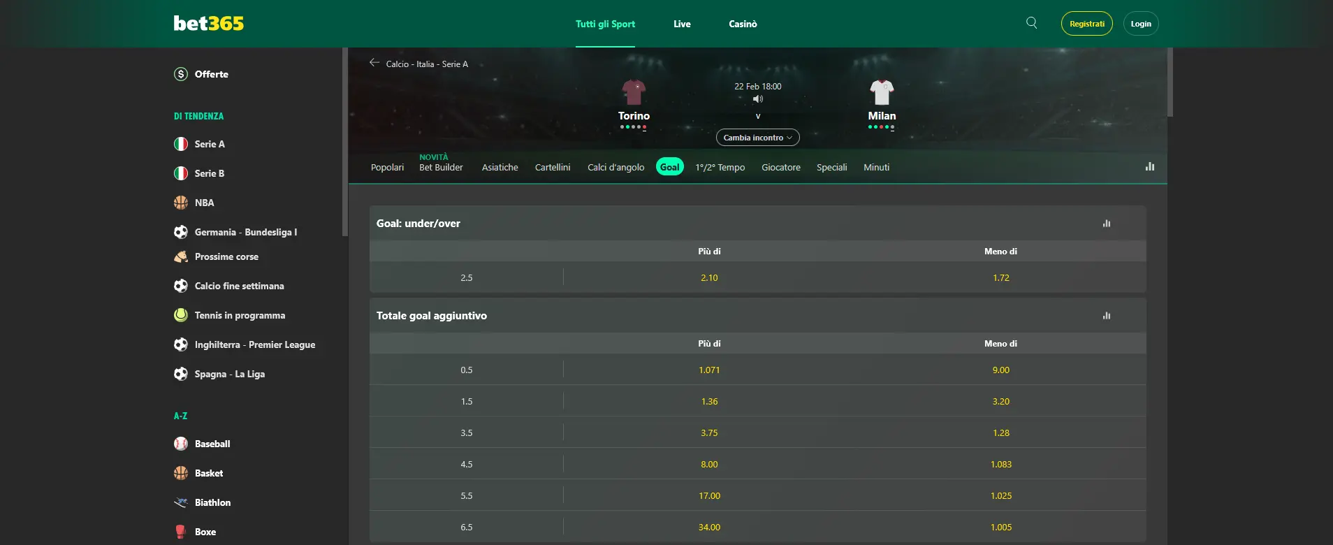 Cosa sono le scommesse OverUnder bet365