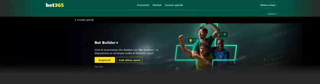 bet365 bet builder funzionalita