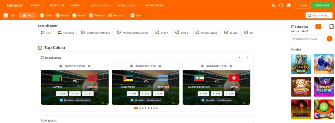betsson nuovo fornitore di scommesse
