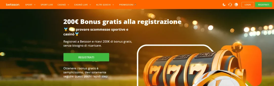 bonus senza deposito scommesse presso il bookmaker betsson