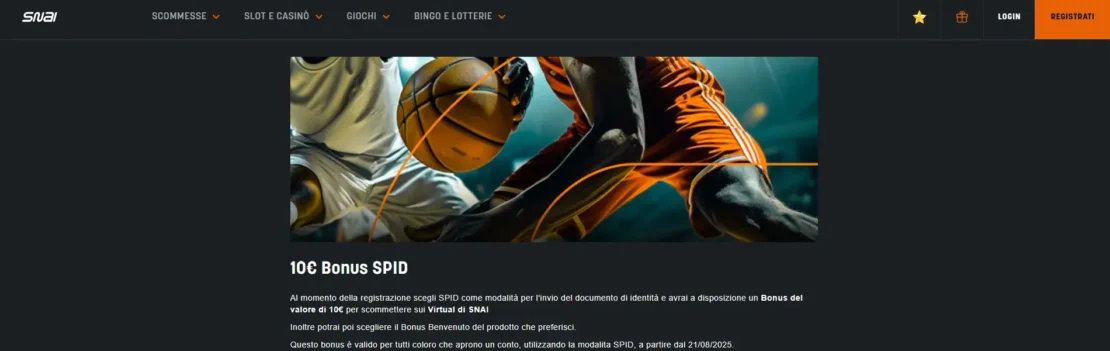 bonus senza deposito scommesse presso il bookmaker snai