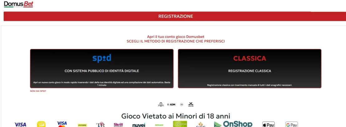 domusbet è un operatore di scommesse con spid