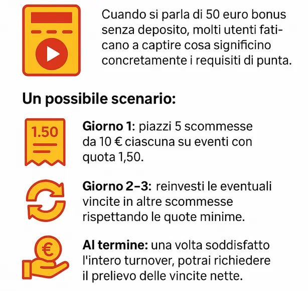 esempi utilizzo 50 euro bonus senza deposito