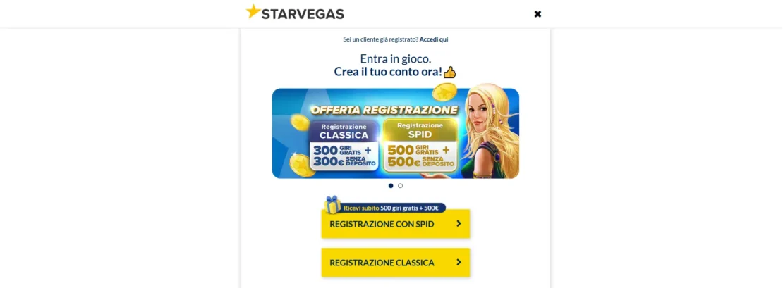 starvegas è un operatore di scommesse con spid