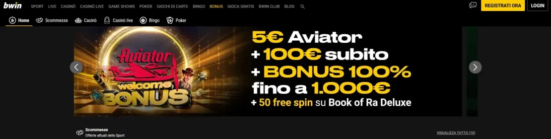 Il bonus di benvenuto attuale dopo la registrazione su bwin