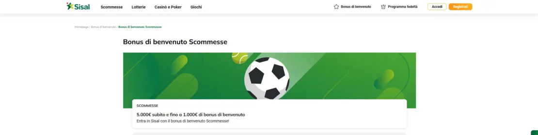 Il bonus di benvenuto attuale dopo la registrazione su sisal