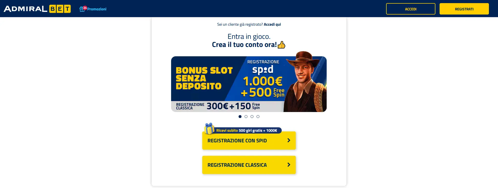 come funziona il codice admiralbet