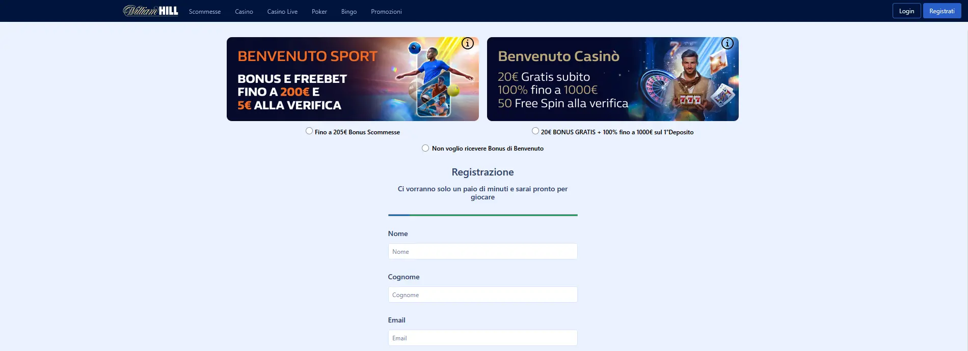 come funziona il codice william hill