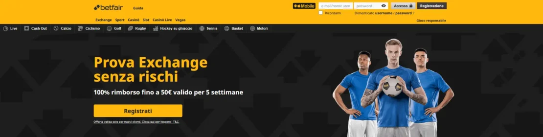 registrazione betfair – passo uno