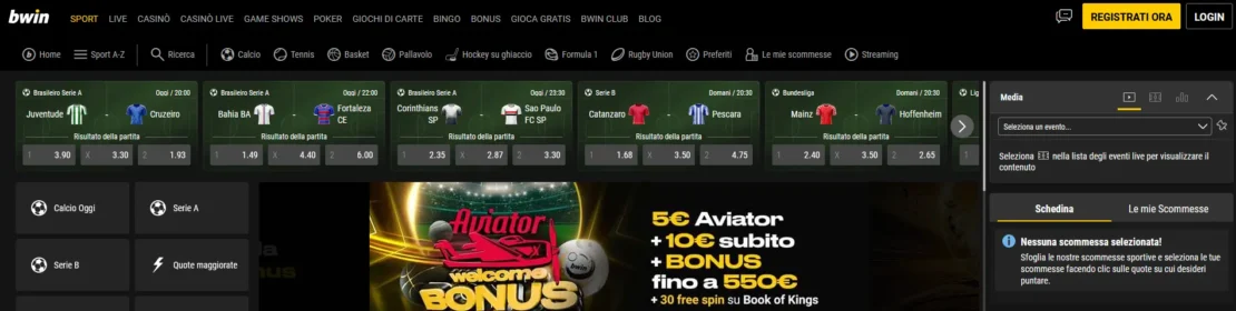 registrazione bwin – passo uno