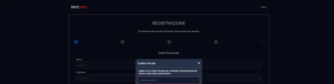 registrazione netbet – passo due