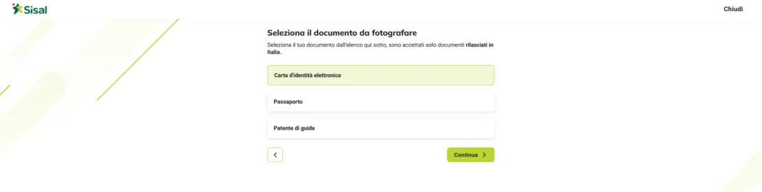 registrazione sisal – passo tre