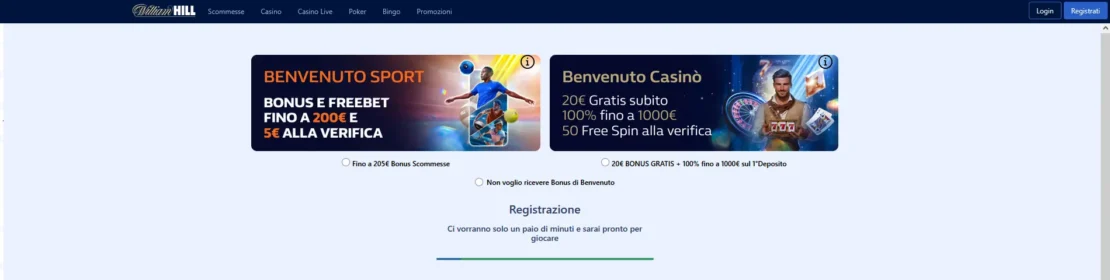 registrazione william hill – passo due