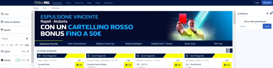 registrazione william hill – passo uno