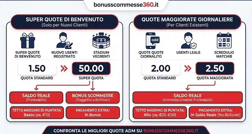 Differenza tra Super Quote e Quote Maggiorate