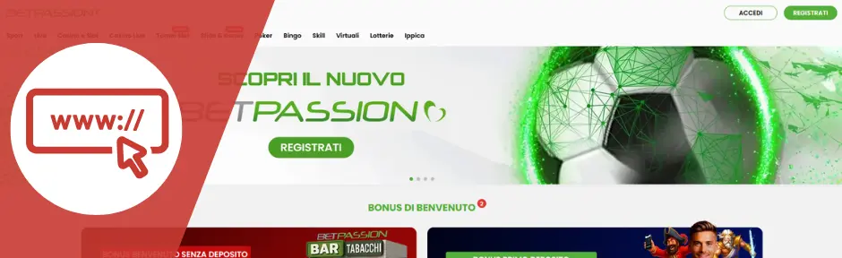 Betpassion layout sito e navigazione