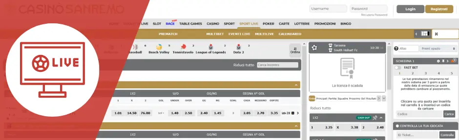 Casino Sanremo live scommesse