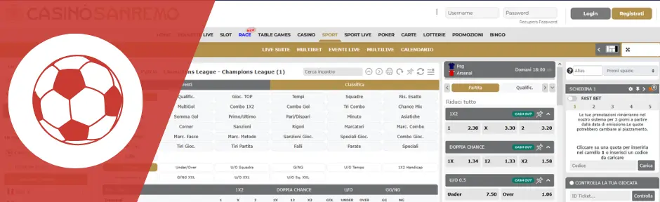 Casino Sanremo scommesse sportive