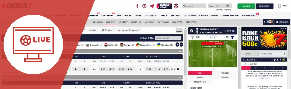 gioca7 live scommesse