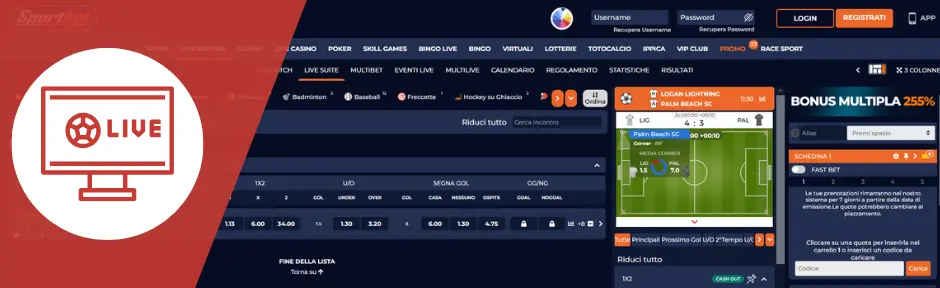 Sportbet live scommesse