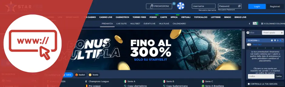 Staryes layout sito e navigazione