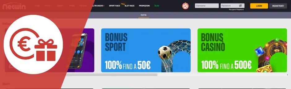 NetWin bonus per clienti registrati