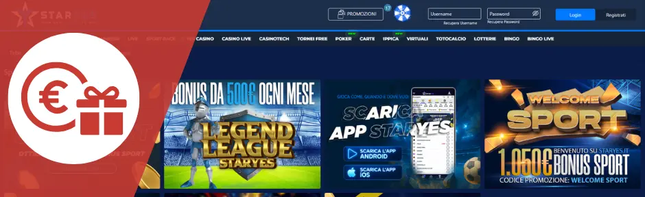 Staryes bonus per clienti registrati