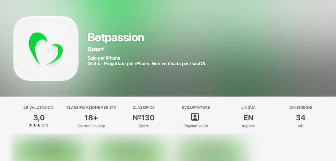 Betpassion app: la scheda dell’app nell’App Store italiano