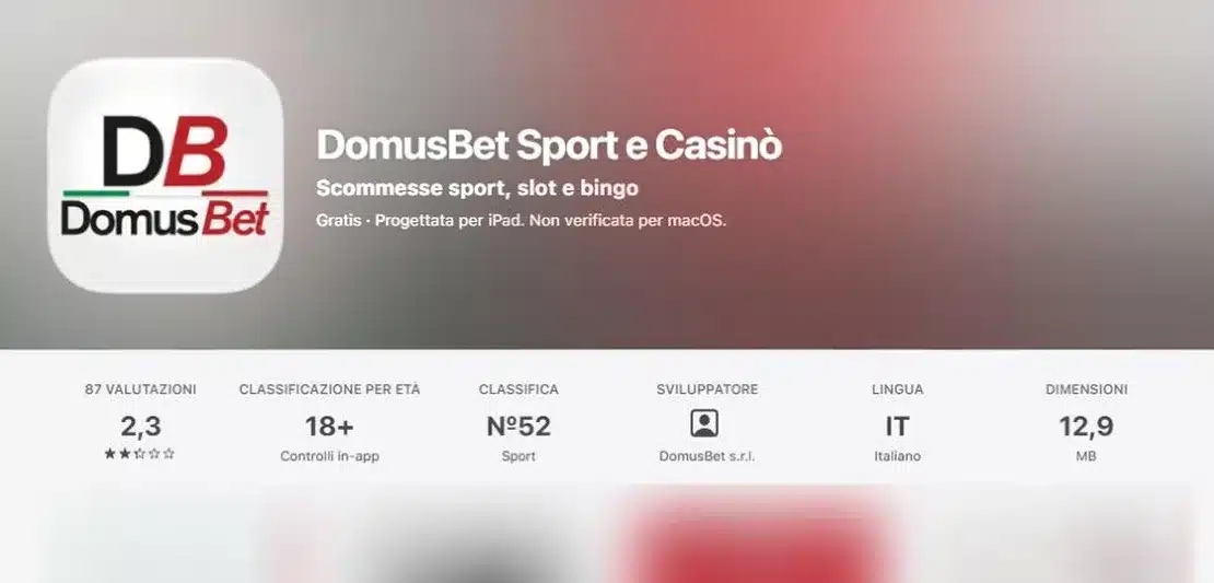 Domusbet app: la scheda DomusBet Sport e Casinò nell’App Store italiano
