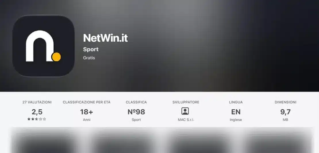 Netwin app: la scheda di NetWin.it nell’App Store italiano