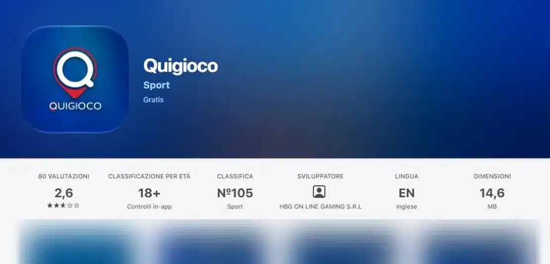 QuiGioco app: la scheda di Quigioco nell’App Store italiano