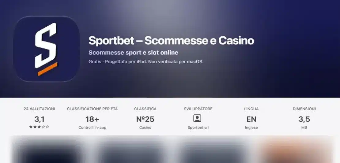 Sportbet app: la scheda di Sportbet – Scommesse e Casino nell’App Store italiano