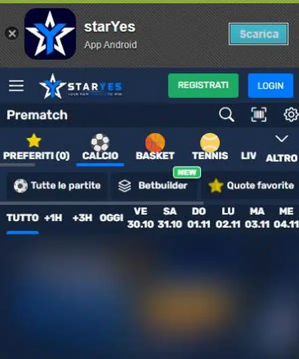 Staryes app: il banner App Android con il pulsante Scarica sul sito mobile staryes.it