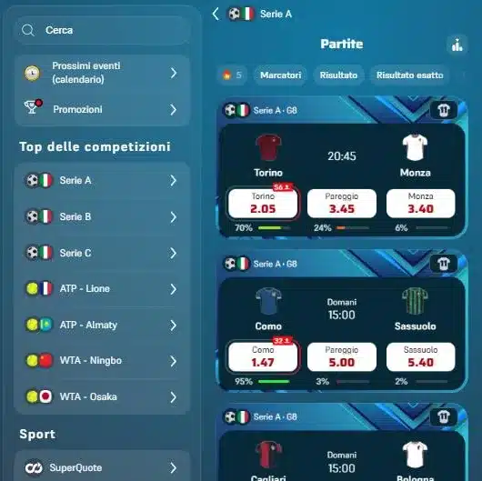 Lista della Serie A su Winamax con le quote 1X2