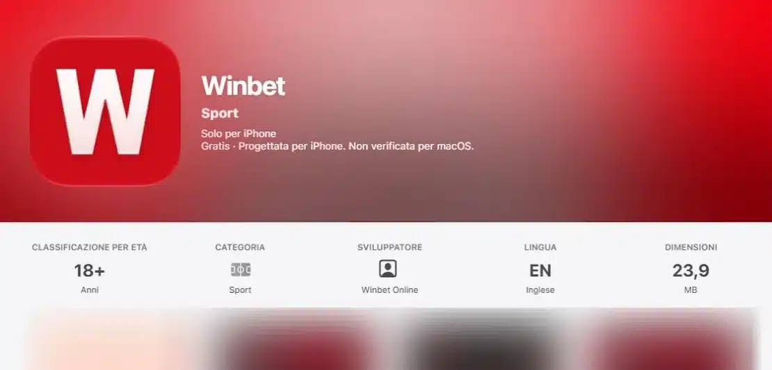 WinBet app: la scheda “Winbet” nell’App Store italiano